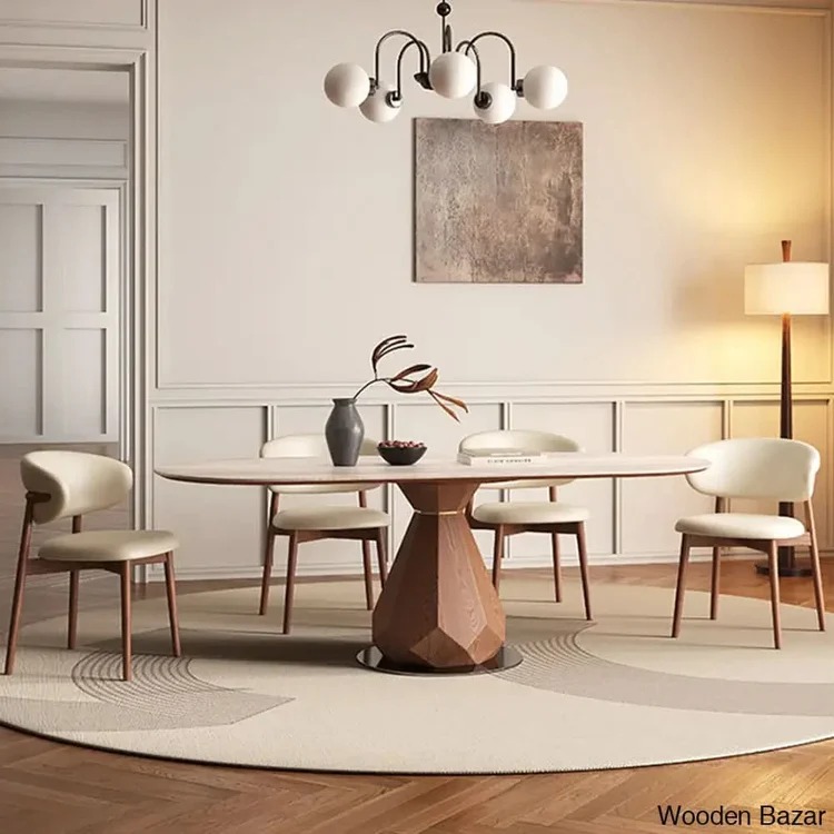 Rock plate dining table and chair combination
